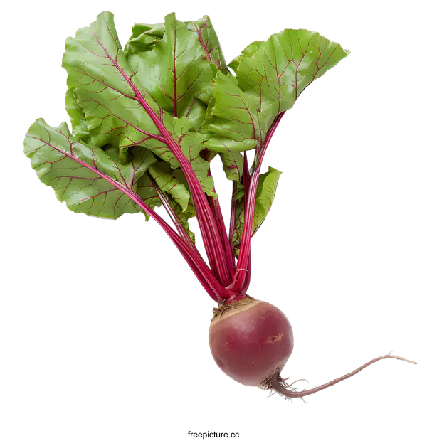 [Transparent Background PNG]Fresh Beetroot with Green Leaves Isolated on White Background