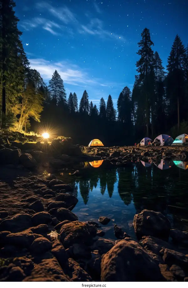 Camping under the stars in the wilderness