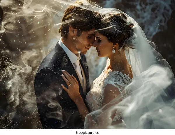 Newlyweds in a romantic photoshoot