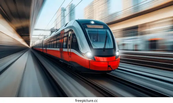 High-speed train in urban tunnel