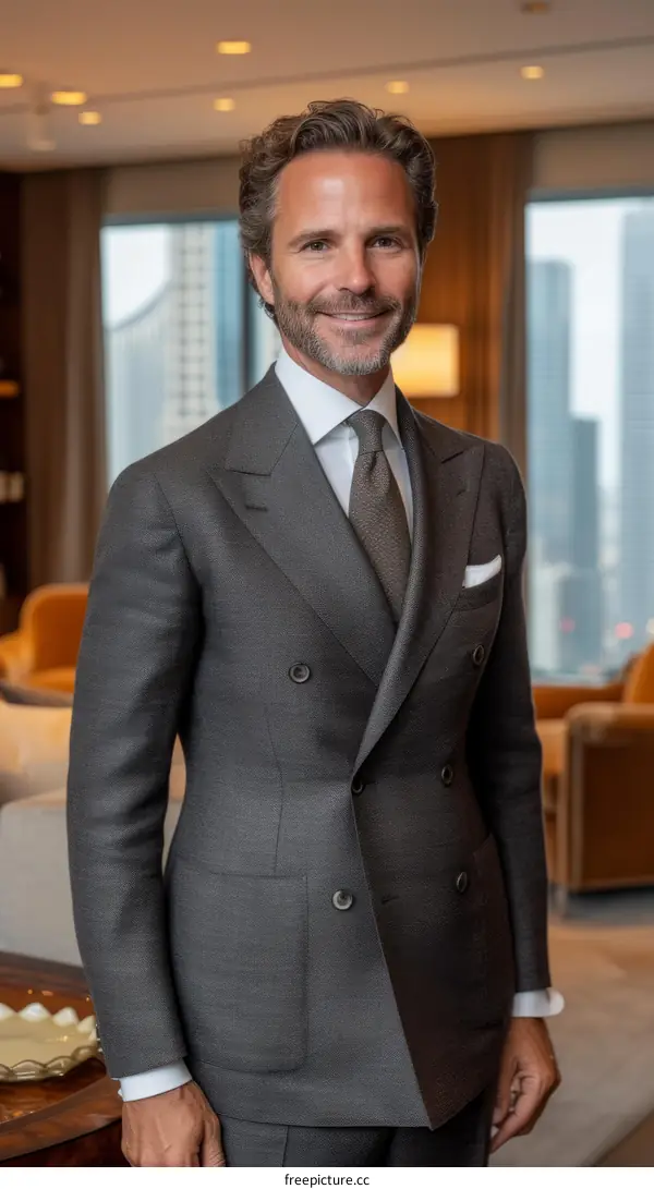 Portrait of a successful businessman smiling in an office