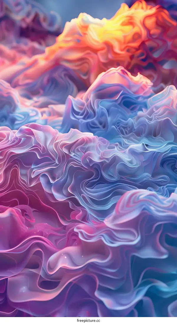 Colorful Dreamy Wavy Surface 3D Landscape Rendering