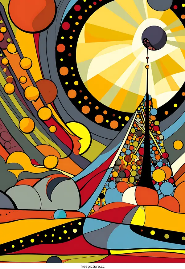 Abstract Art with Circles and Geometric Shapes in Vivid Colors