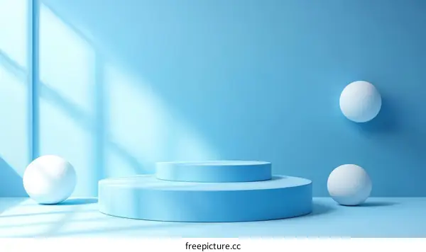 Stylish Blue Geometric Display Platform