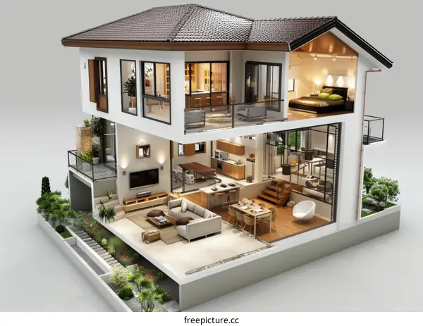Modern House Interior Design Illustration