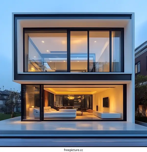 Modern Minimalist House with Large Windows and Open Floor Plan