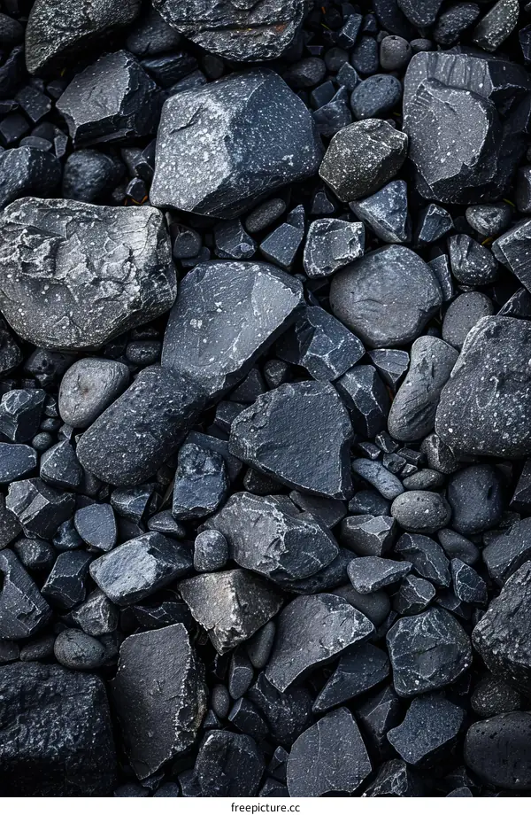 Pile of Black Rocks in Nature