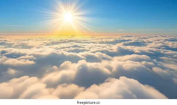 The sun shines through the clouds