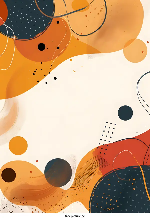 Abstract Art with Orange and Black Shapes