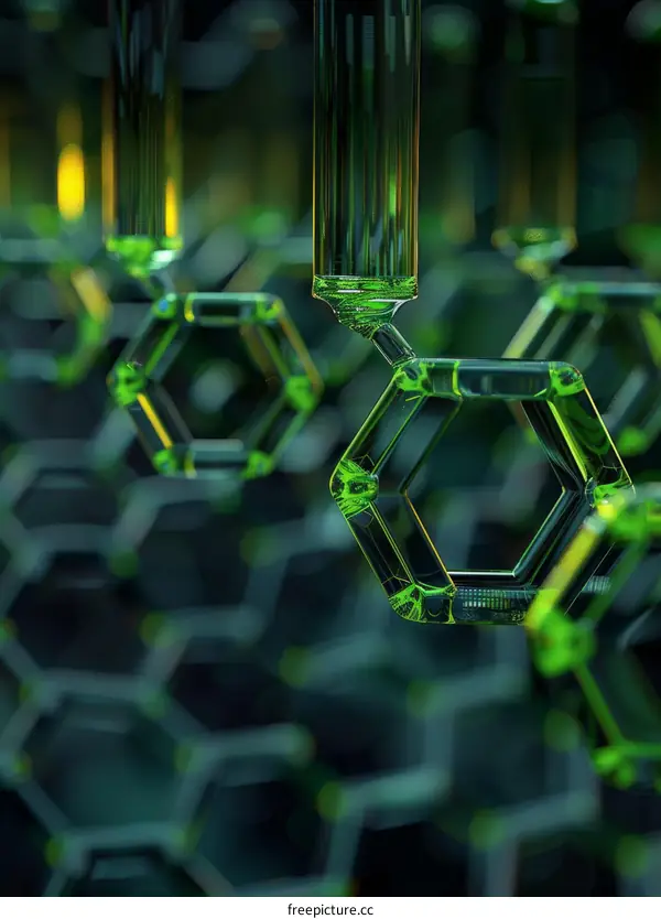 Glowing Green Futuristic Laboratory Glassware