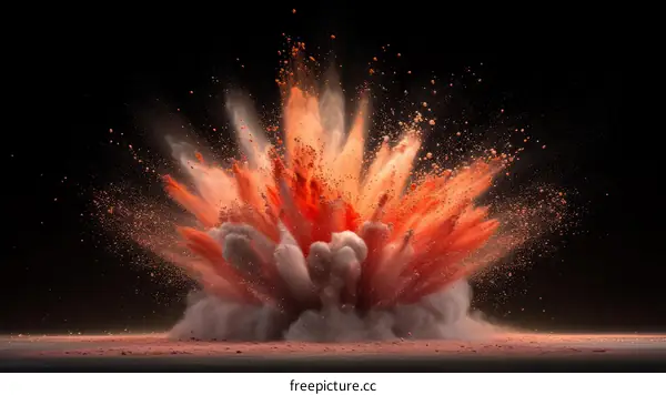 Red and white powder explosion