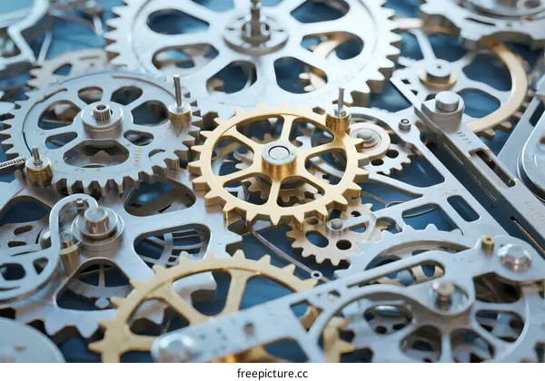 Detailed Mechanical Gears with Intricate Interlocking Design