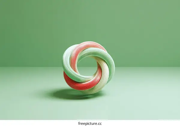Abstract Geometric Knotted Rings on a Green Background