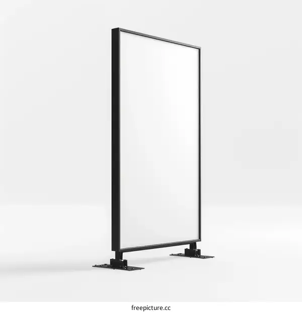 Modern Black Room Divider with Blank White Screen