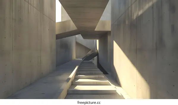 Concrete Stairs Minimalist Architecture Abstract Design