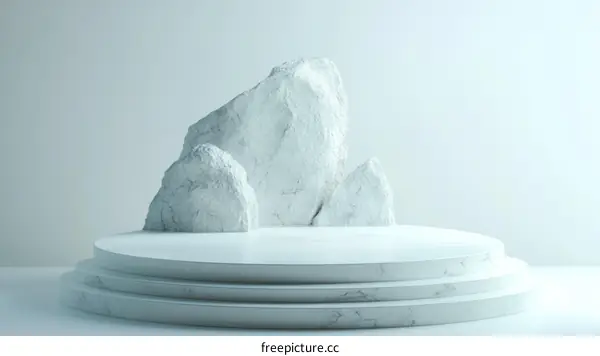 Abstract Minimalist Marble Display Stand with Rocks