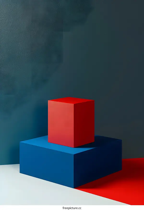 Abstract Blue and Red Geometric Shapes Minimalist Design