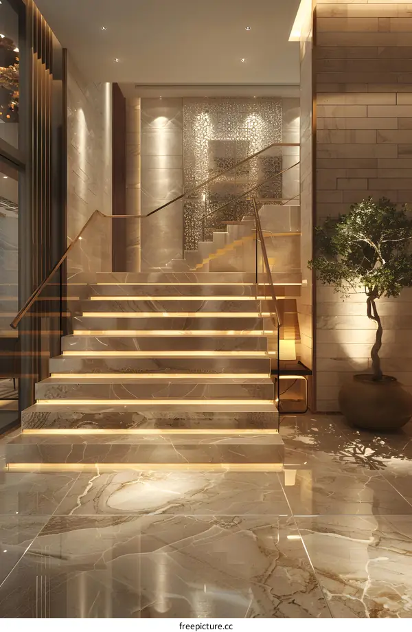 Staircase in Hotel Lobby