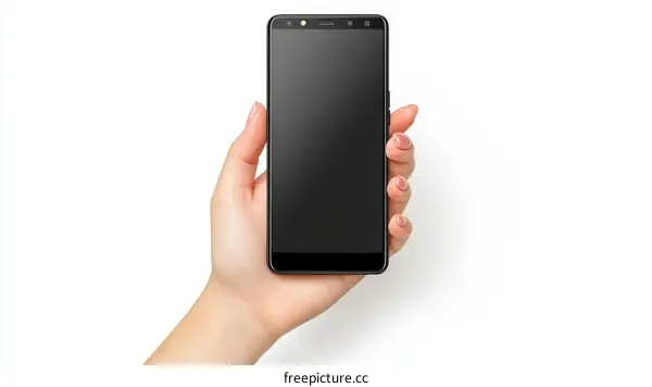Hand Holding a Black Smartphone Display