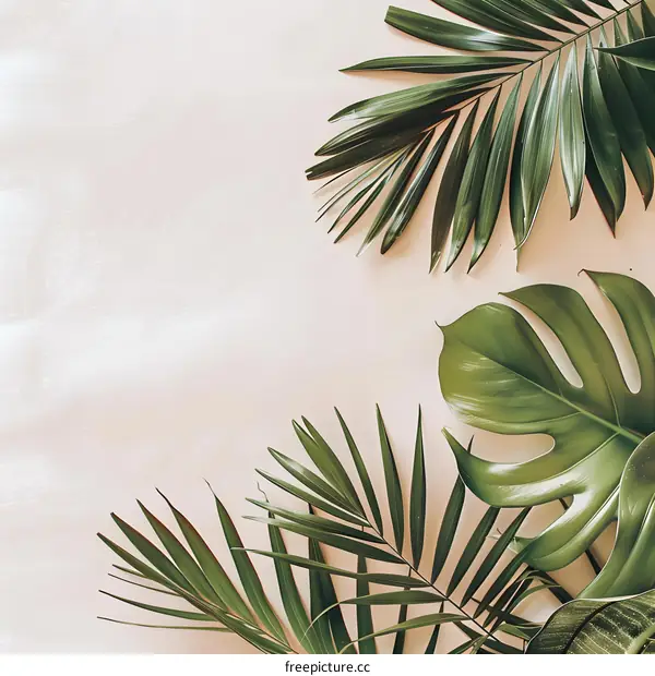 Tropical Leaf Background with Copy Space