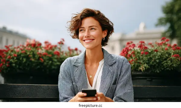 Woman Outdoors Using Smartphone