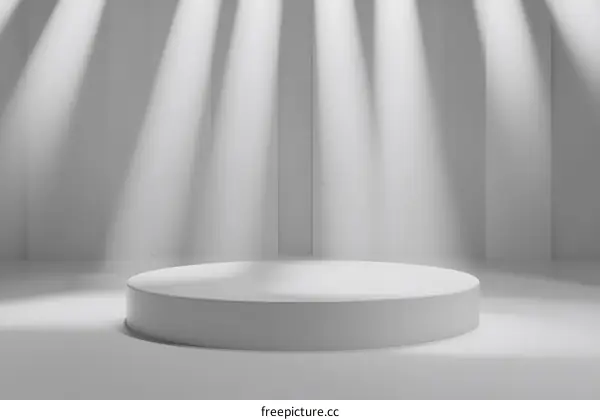 White Minimalist Product Display Stand With Spotlight