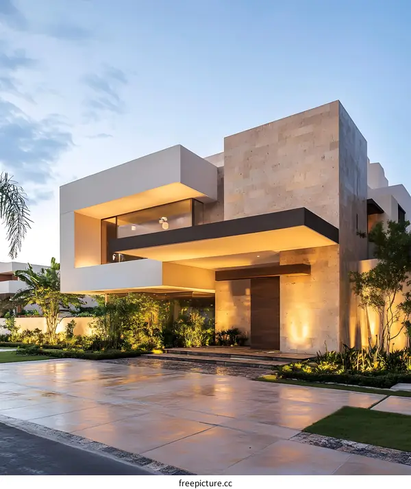 Modern Architecture Home Exterior with Stone Facade