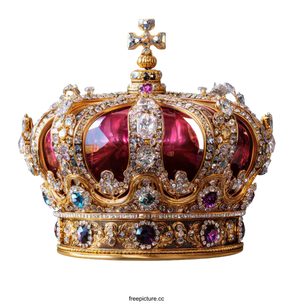[Transparent Background PNG]Ornate Gold Crown with Jewels