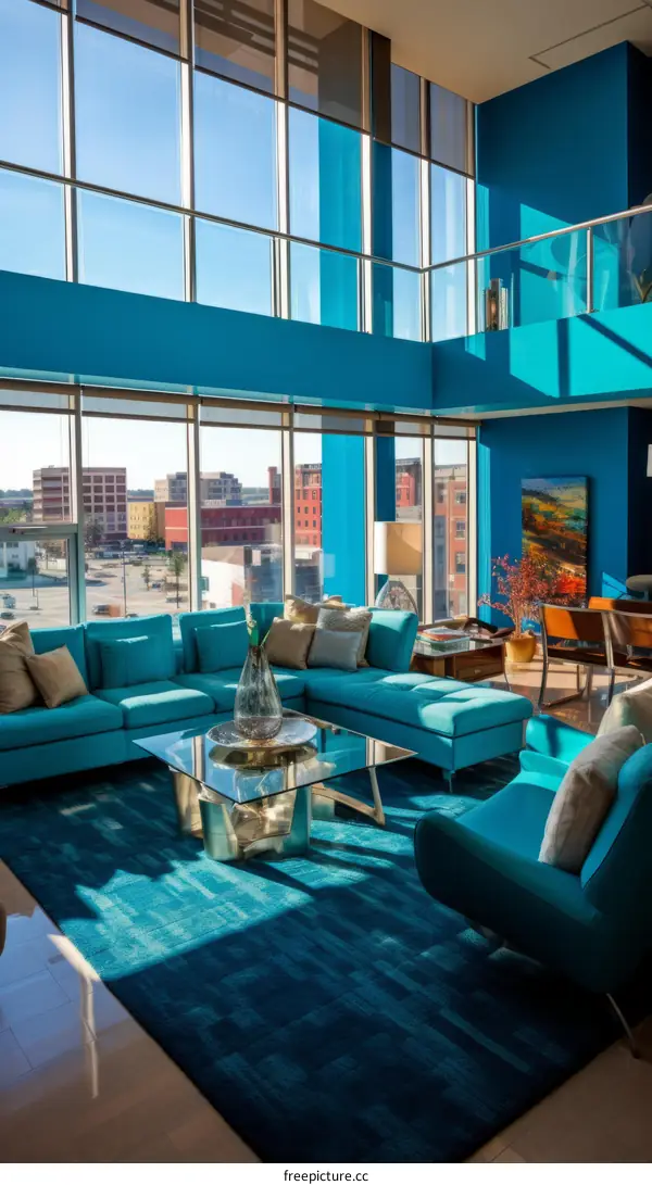 Modern Blue Living Room Interior Design