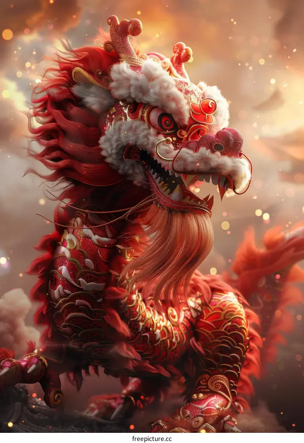 Vibrant Performance of Chinese New Year Dragon Dance Tradition