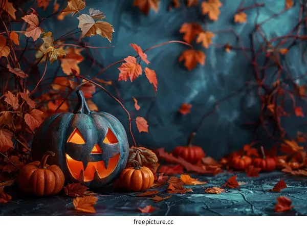 Spooky Halloween Pumpkin Still Life