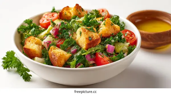 Delicious and Healthy Vegetable Salad with Croutons