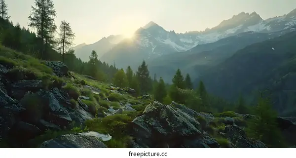 Sunrise Over the Mountain Range