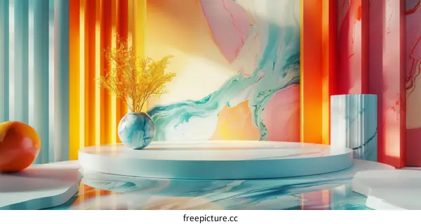 Colorful Abstract Display Podium Showcase