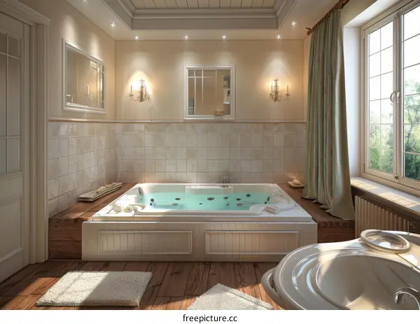 Elegant Bathroom Interior with Jacuzzi