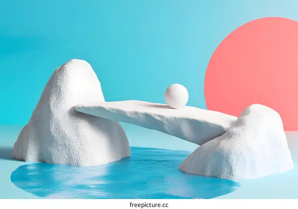 White Rock Bridge Abstract Minimalist 3D Illustration