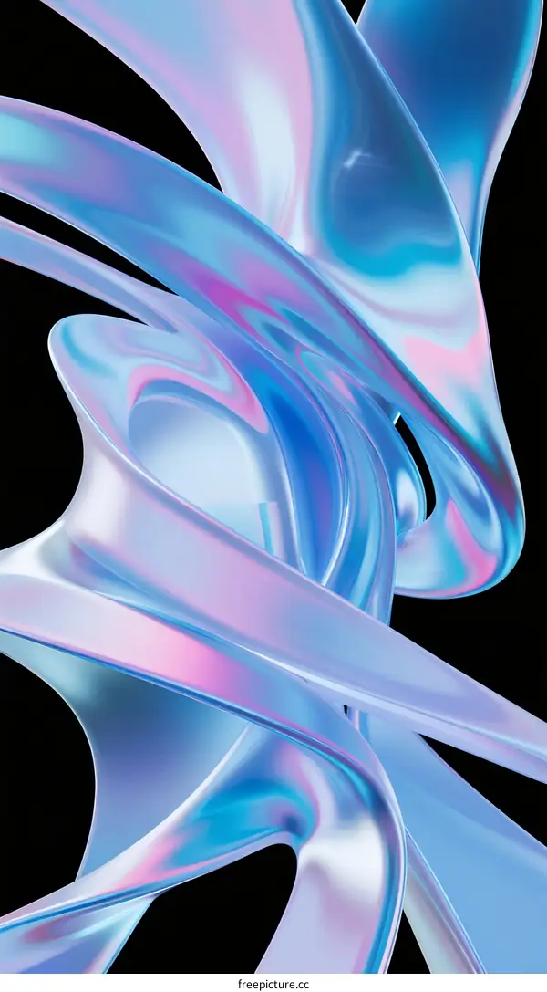 Abstract Swirling Liquid-like Forms with Iridescent Colors