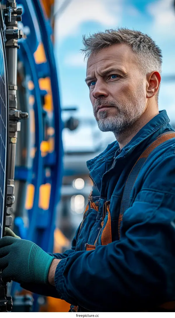 Focused Industrial Worker Examining Machinery