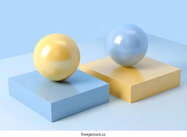 Blue and Yellow Spheres on Square Platforms