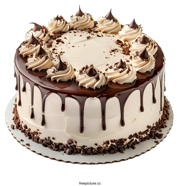 [Transparent Background PNG]Chocolate Drip Cake with Chocolate Chips