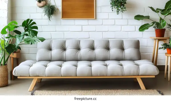 Modern Minimalist Sofa in a Bright Room