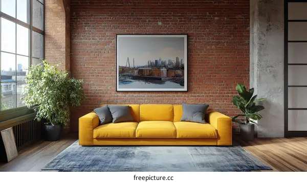 Modern Urban Living Room with Brick Wall