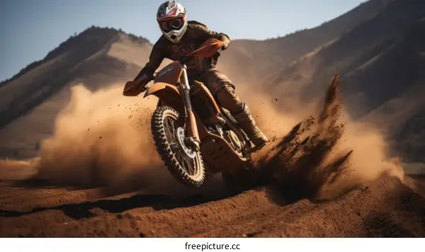 Dirt bike rider in action