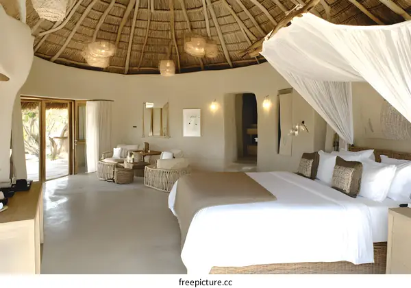 Luxury Safari Tent Interior Design With Bed And Seating Area