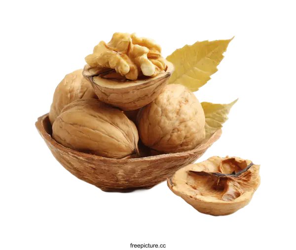 [Transparent Background PNG]Delicious Walnuts in a Bowl