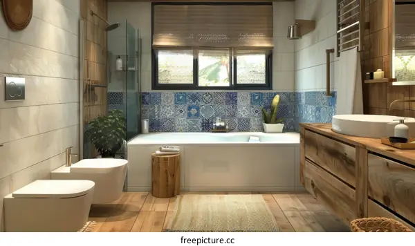 Rustic Modern Bathroom Design Illustration