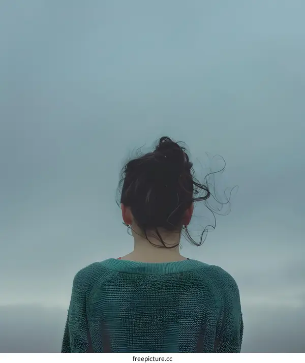 Woman in Green Sweater Looking at the Horizon