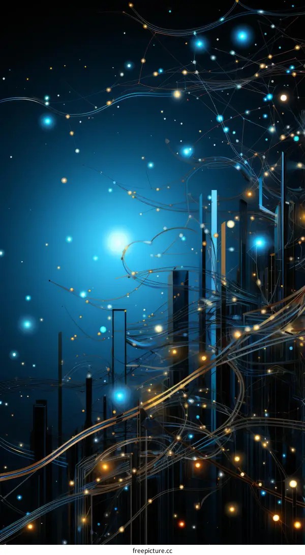 Blue And Yellow Digital Illustration Of A City