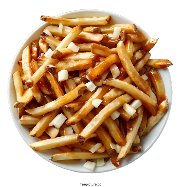 [Transparent Background PNG]Bowl of Poutine with Cheese and Gravy