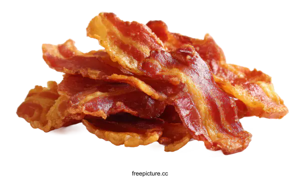[Transparent Background PNG]Crispy Fried Bacon Pieces Close Up